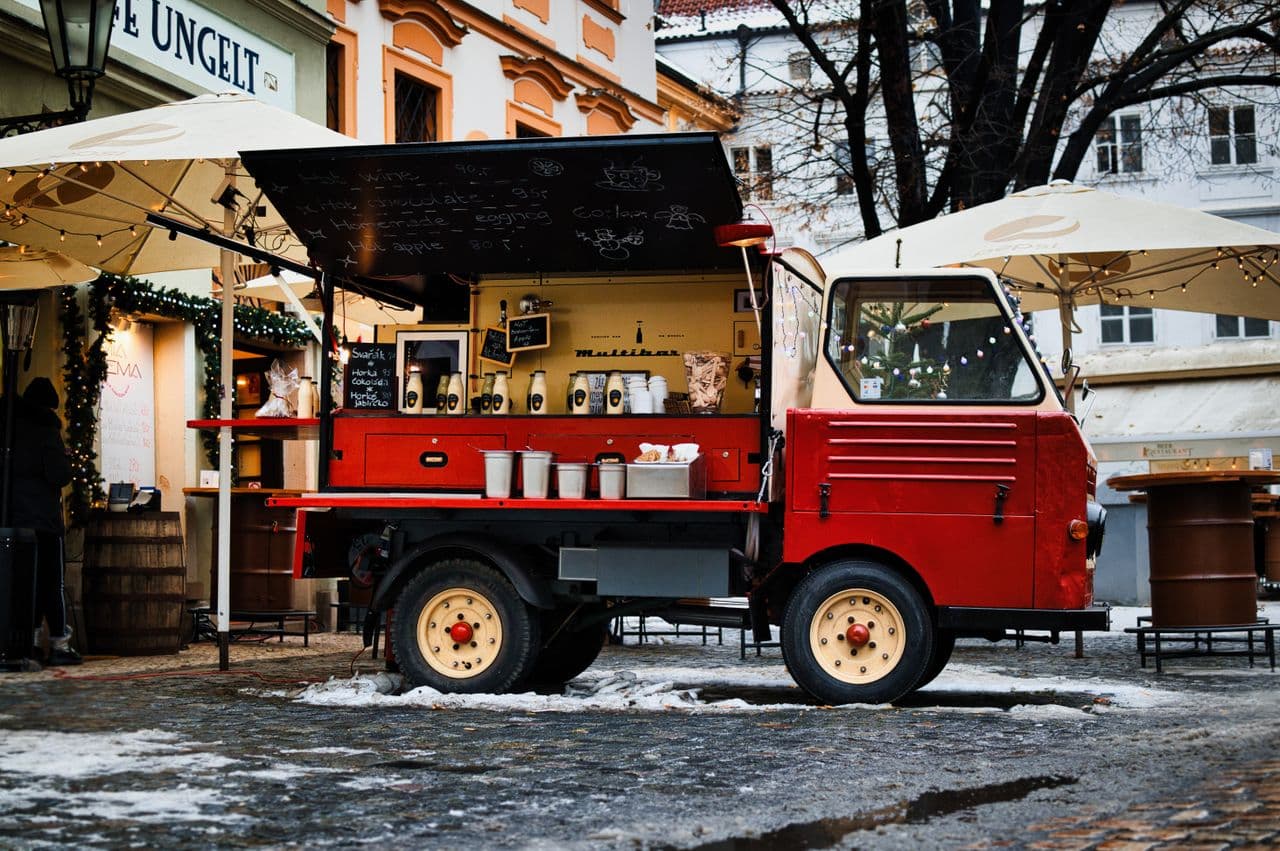 A food truck vendor at an outdoor event